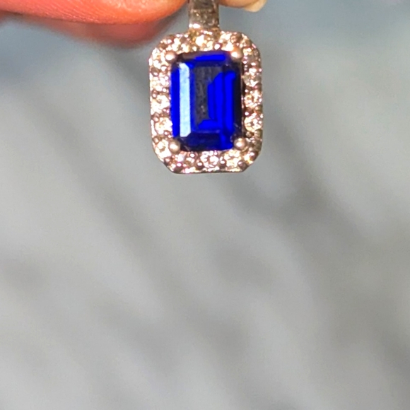 Staur 925 Sterling Silver stimulated sapphire and diamonds pendant - Picture 1 of 16